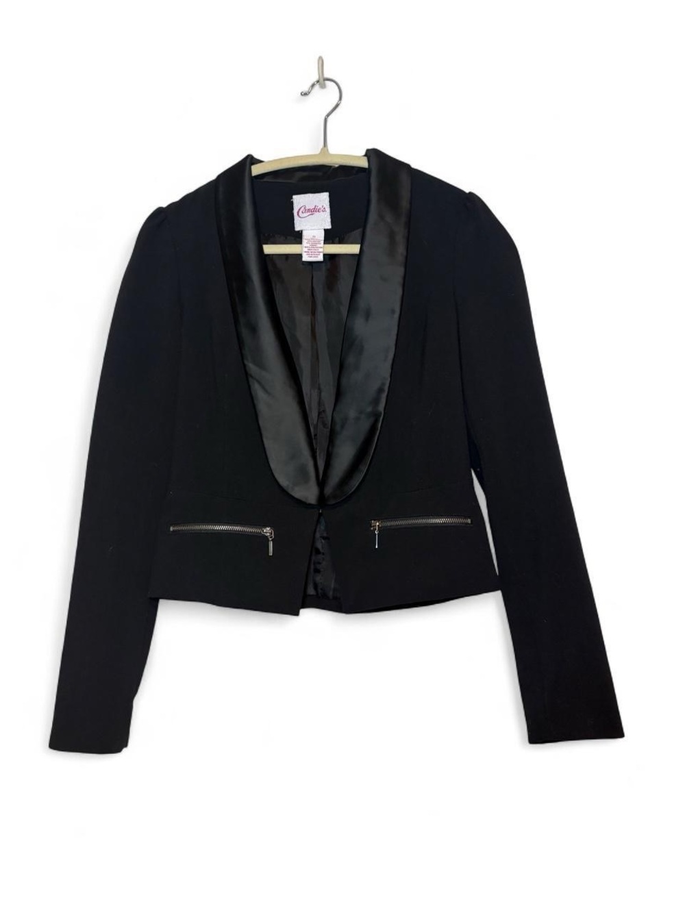 Vintage Y2K Candie's Black Satin Lapel Blazer
